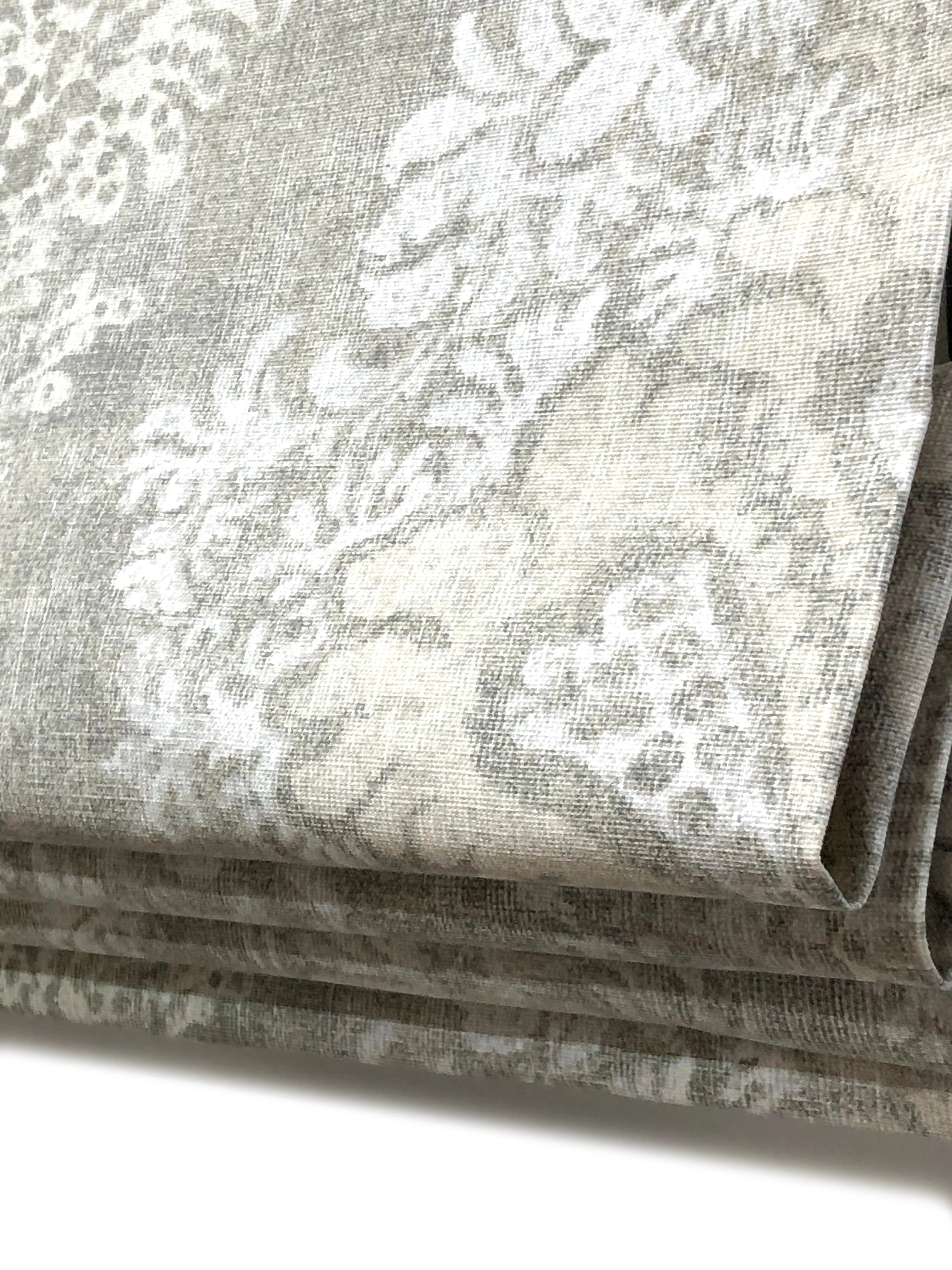 Damask Classic Grey Linen Flat Roman Shade