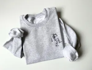 Dancing Skeleton Embroidered Halloween Crewneck