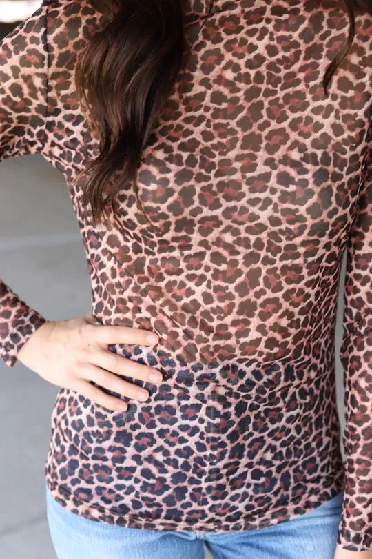 Dax Dark Cheetah Mesh Top