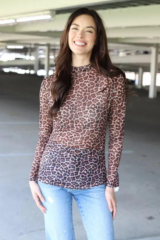 Dax Dark Cheetah Mesh Top