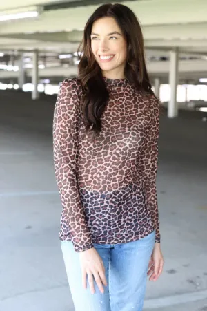 Dax Dark Cheetah Mesh Top