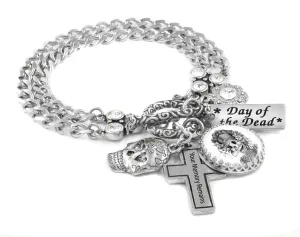 Day of the Dead Charm Bracelet, Black and White