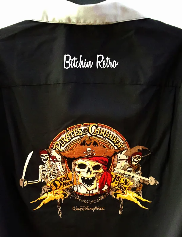 Disney Pirates of The Caribbean Shirt Mens Small Embroidered Button Down