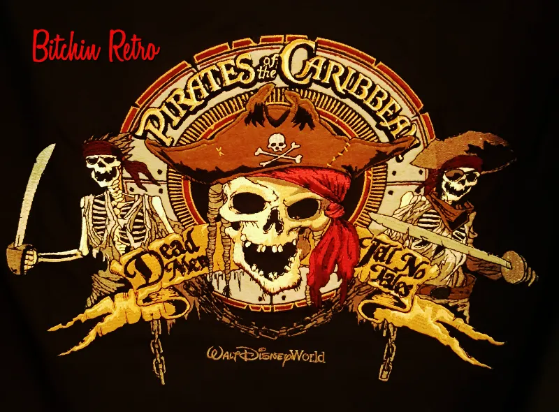 Disney Pirates of The Caribbean Shirt Mens Small Embroidered Button Down