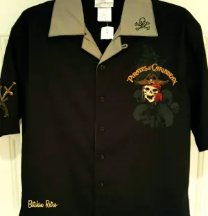 Disney Pirates of The Caribbean Shirt Mens Small Embroidered Button Down