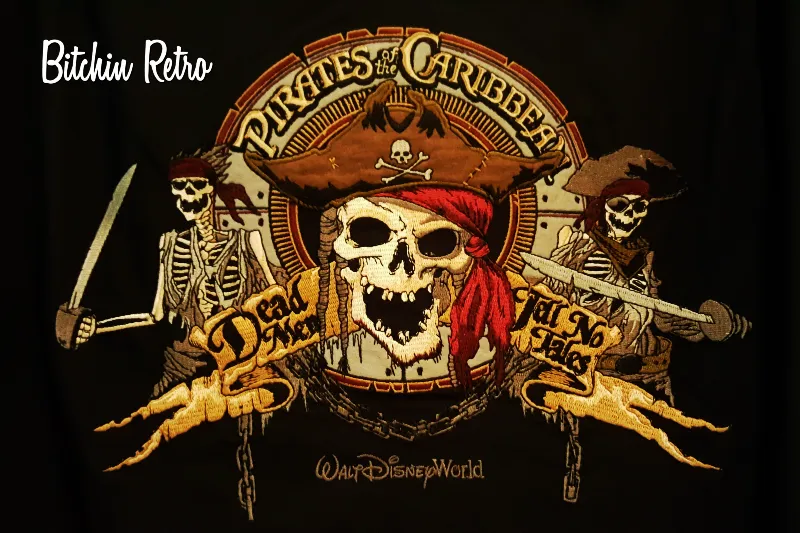 Disney Pirates of The Caribbean Shirt Mens Small Embroidered Button Down