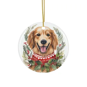 Dog With Christmas Sweater Ceramic Disc Ornament           Item #7757905