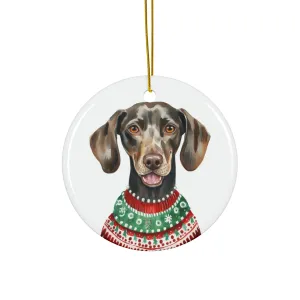 Dog With Christmas Sweater Ceramic Disc Ornament            Item #9692281
