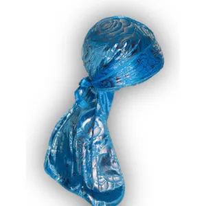 DUtheRAGthing Baby Blue "Rose" Silky Graphic Durag