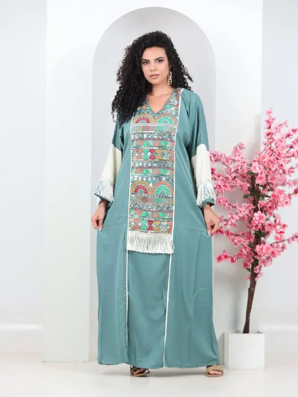 Embroidered summer abaya for women