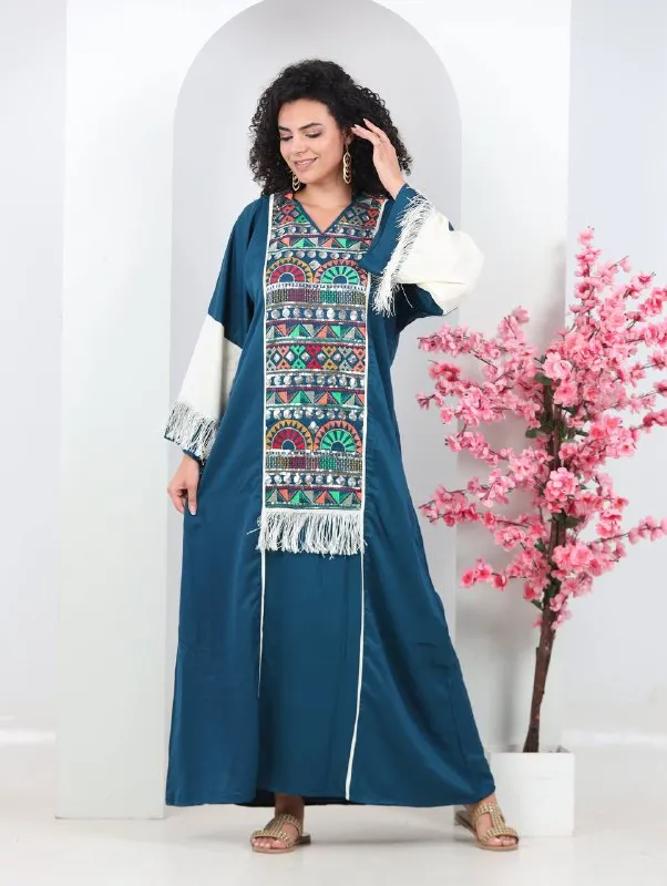 Embroidered summer abaya for women
