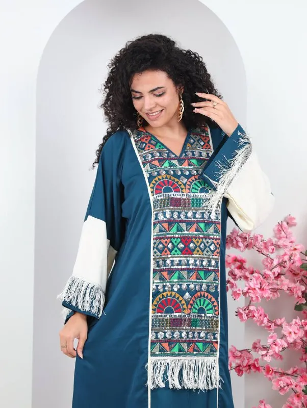 Embroidered summer abaya for women