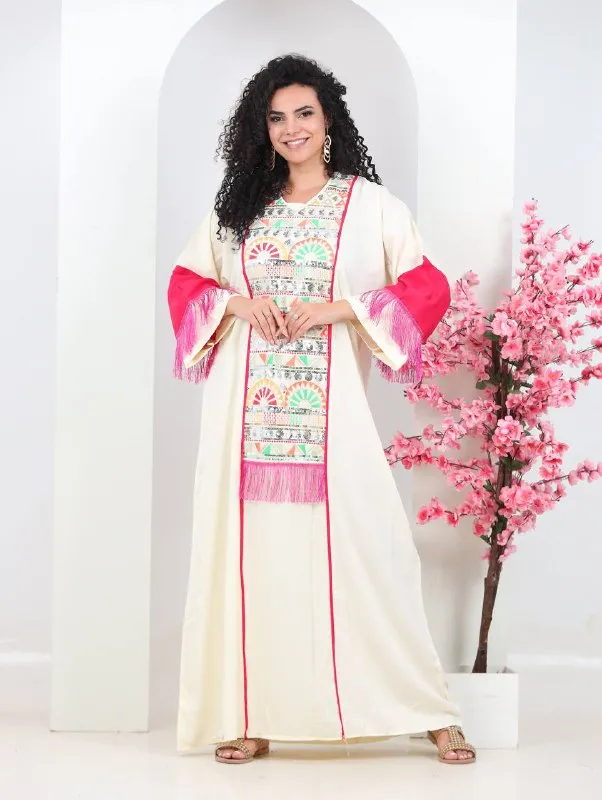 Embroidered summer abaya for women