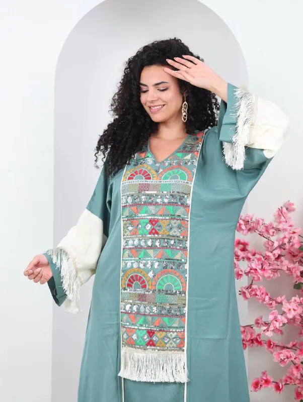 Embroidered summer abaya for women