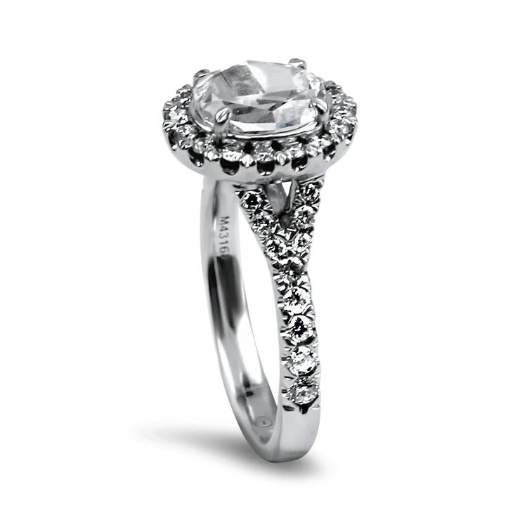 Estate 18k White Gold Christopher Designs L'amour Oval Halo Diamond Engagement Ring