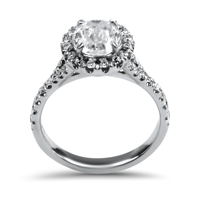 Estate 18k White Gold Christopher Designs L'amour Oval Halo Diamond Engagement Ring