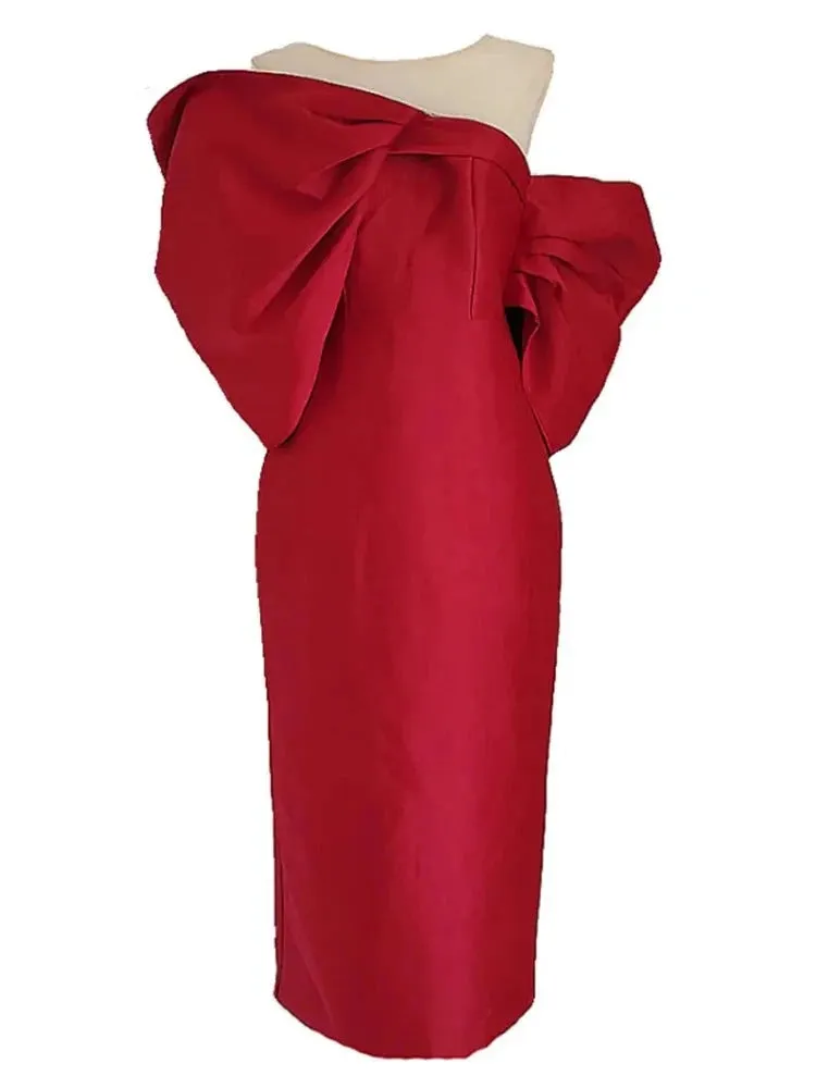 Estelle  Bow Mesh Spliced Dress