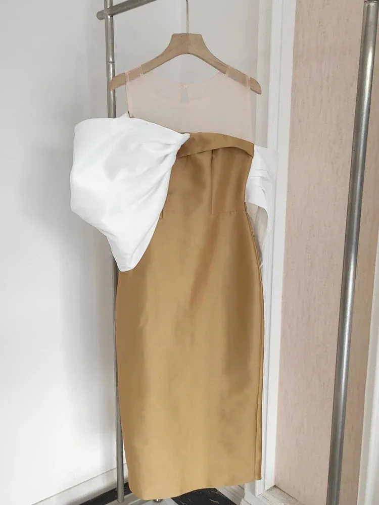 Estelle  Bow Mesh Spliced Dress