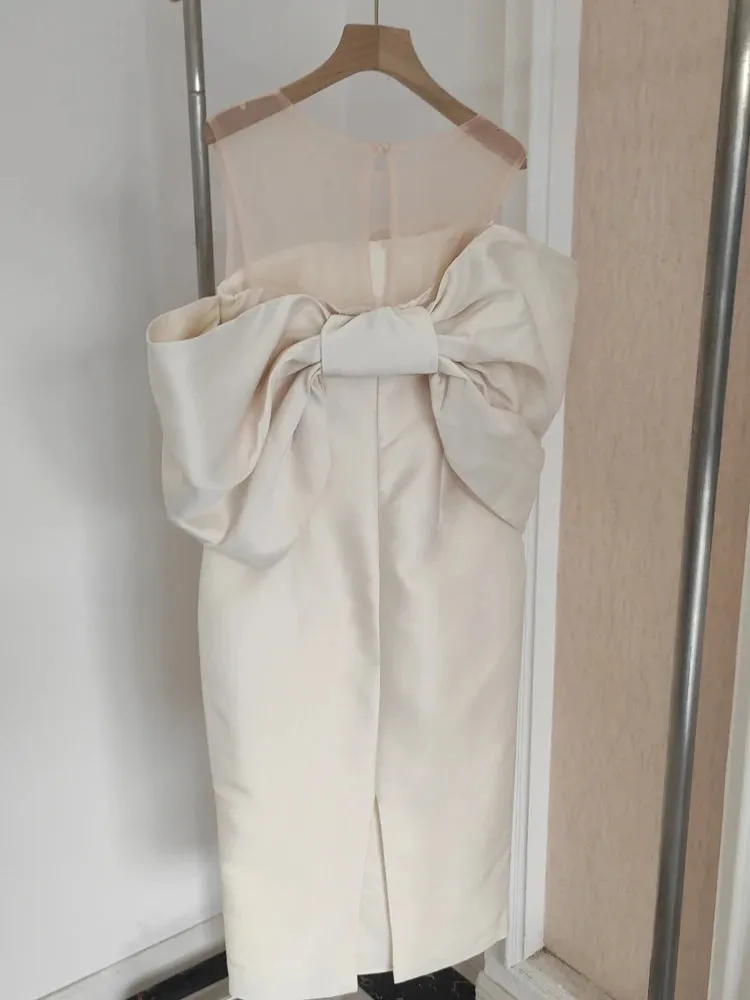 Estelle  Bow Mesh Spliced Dress