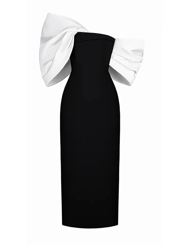 Estelle  Bow Mesh Spliced Dress