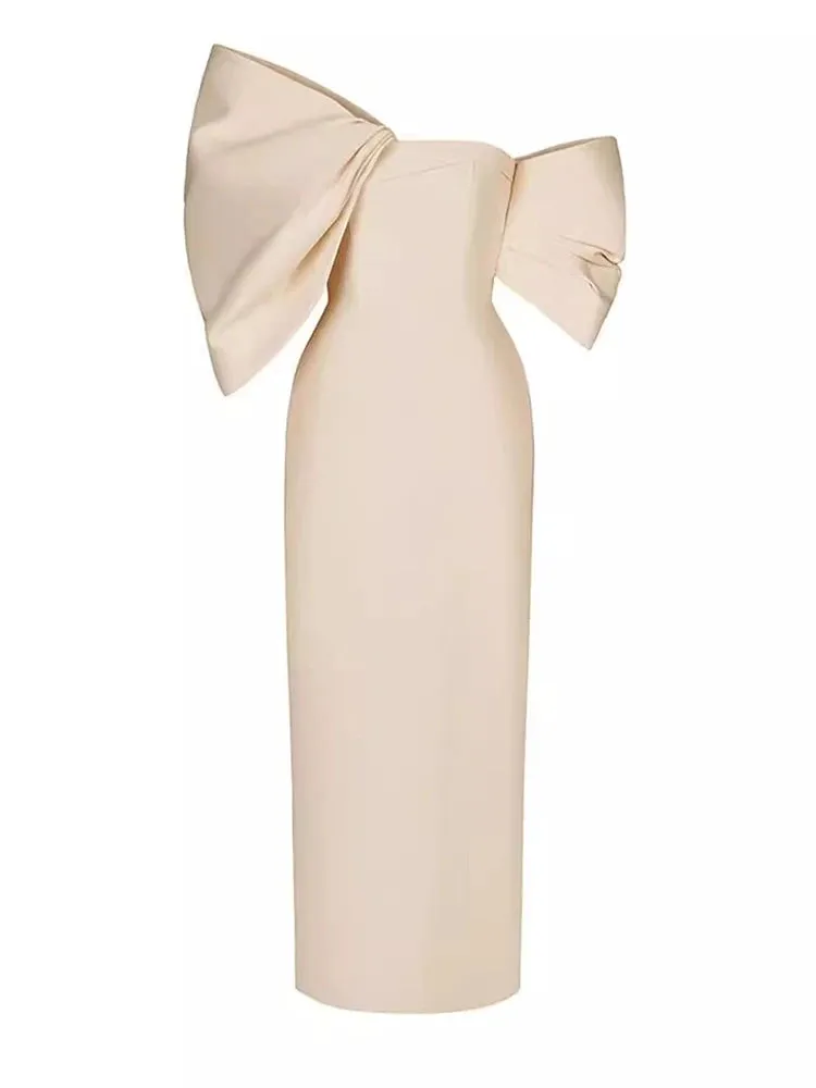 Estelle  Bow Mesh Spliced Dress
