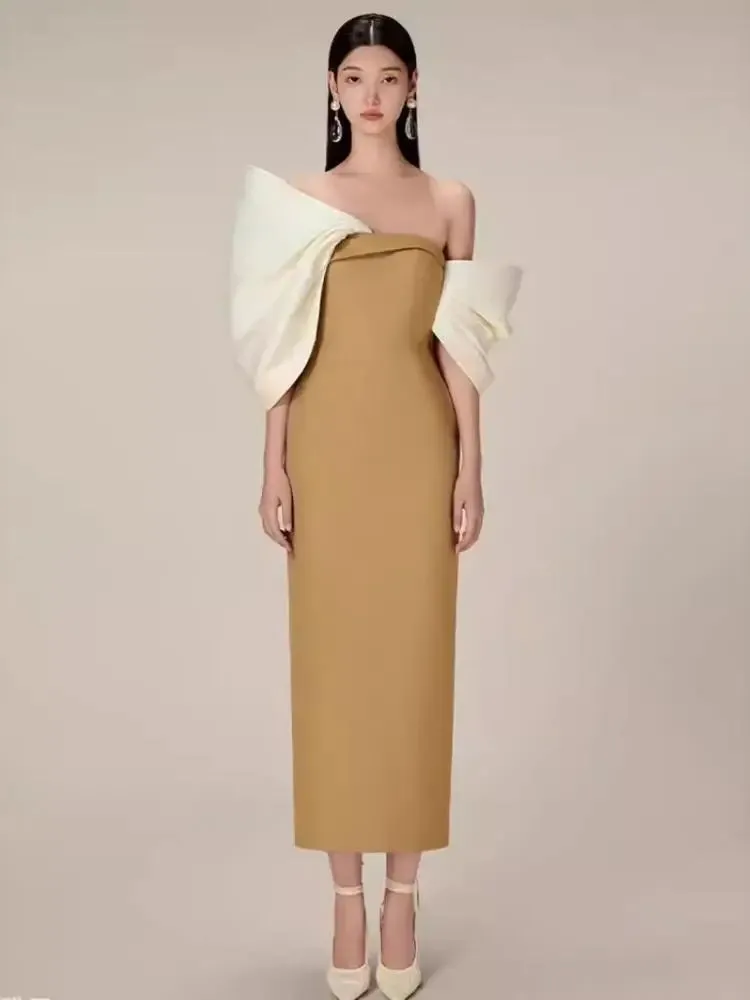 Estelle  Bow Mesh Spliced Dress