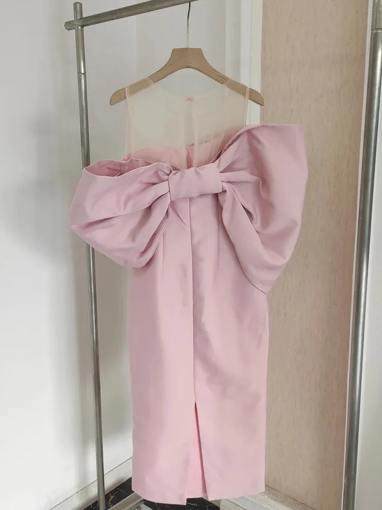 Estelle  Bow Mesh Spliced Dress
