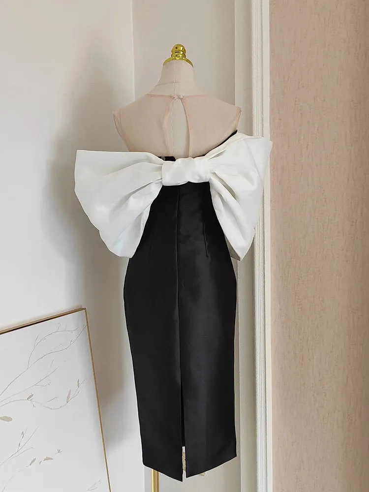 Estelle  Bow Mesh Spliced Dress