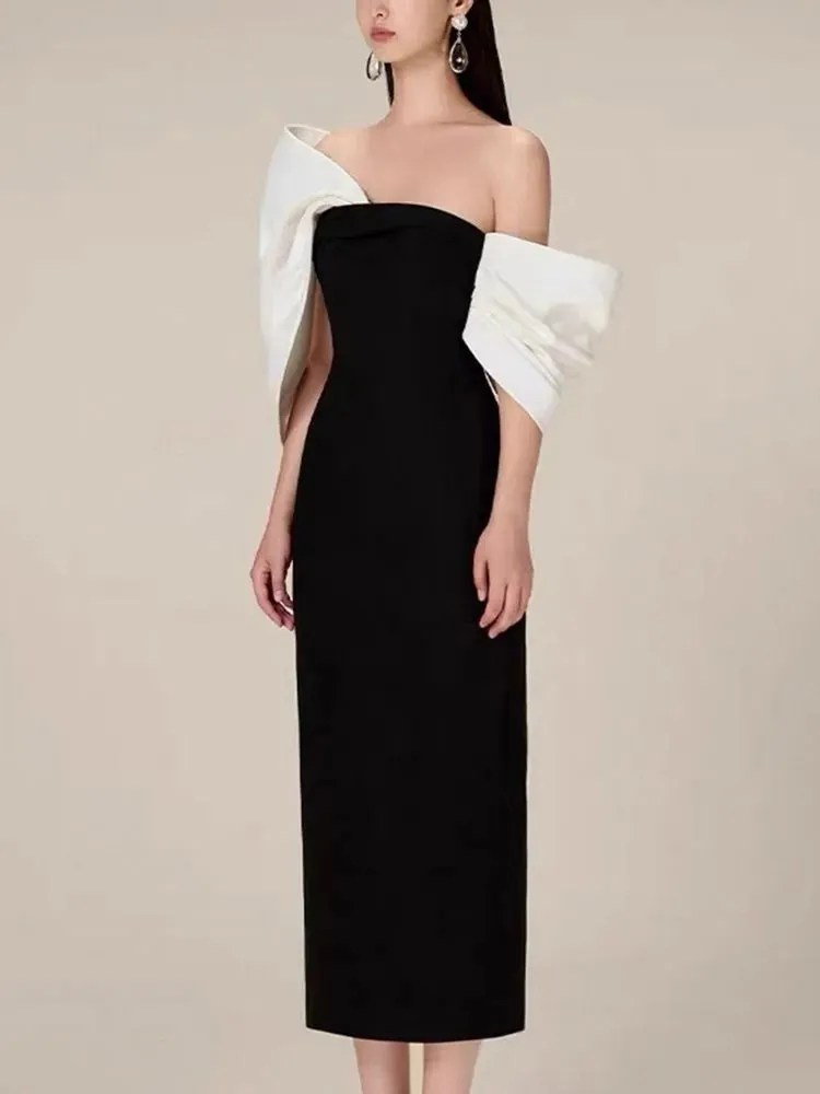 Estelle  Bow Mesh Spliced Dress