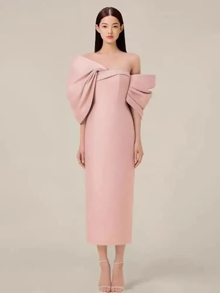 Estelle  Bow Mesh Spliced Dress