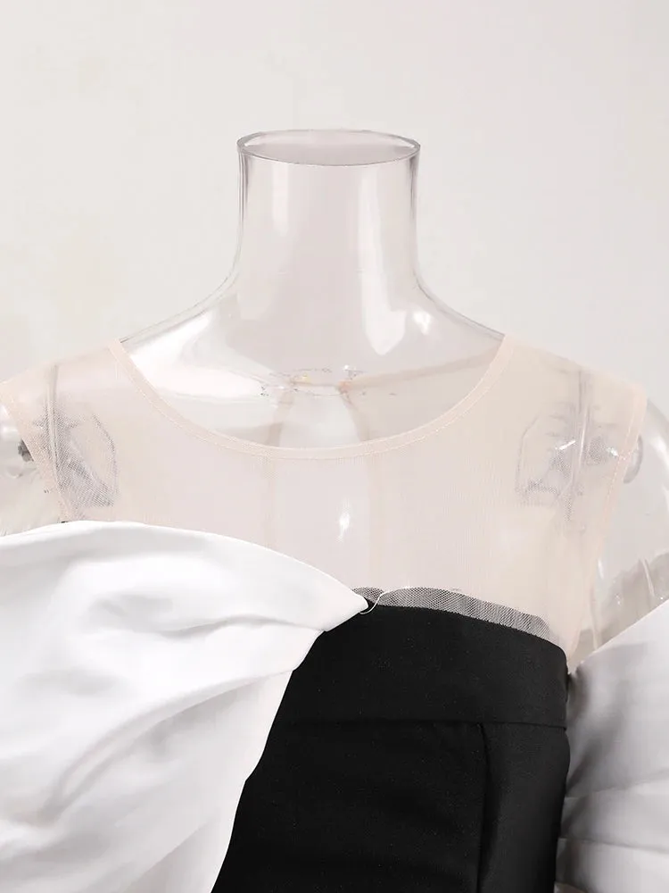 Estelle  Bow Mesh Spliced Dress