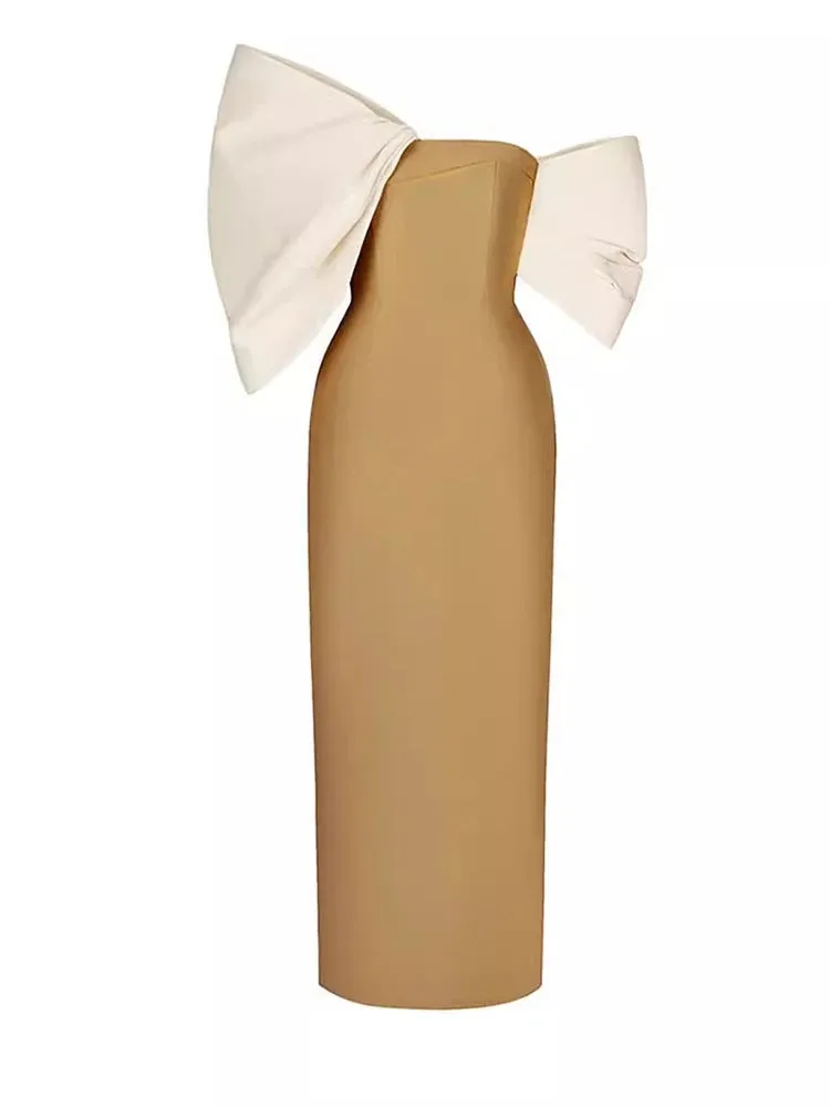 Estelle  Bow Mesh Spliced Dress