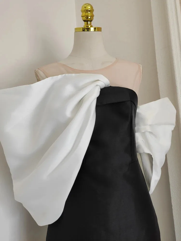Estelle  Bow Mesh Spliced Dress