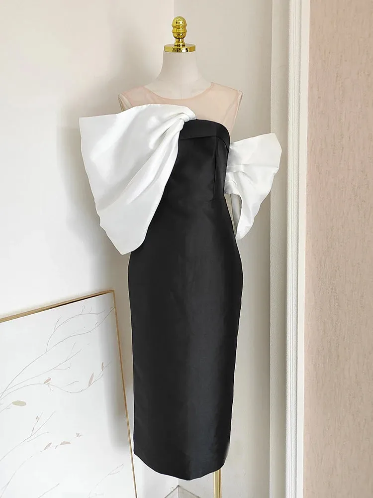 Estelle  Bow Mesh Spliced Dress