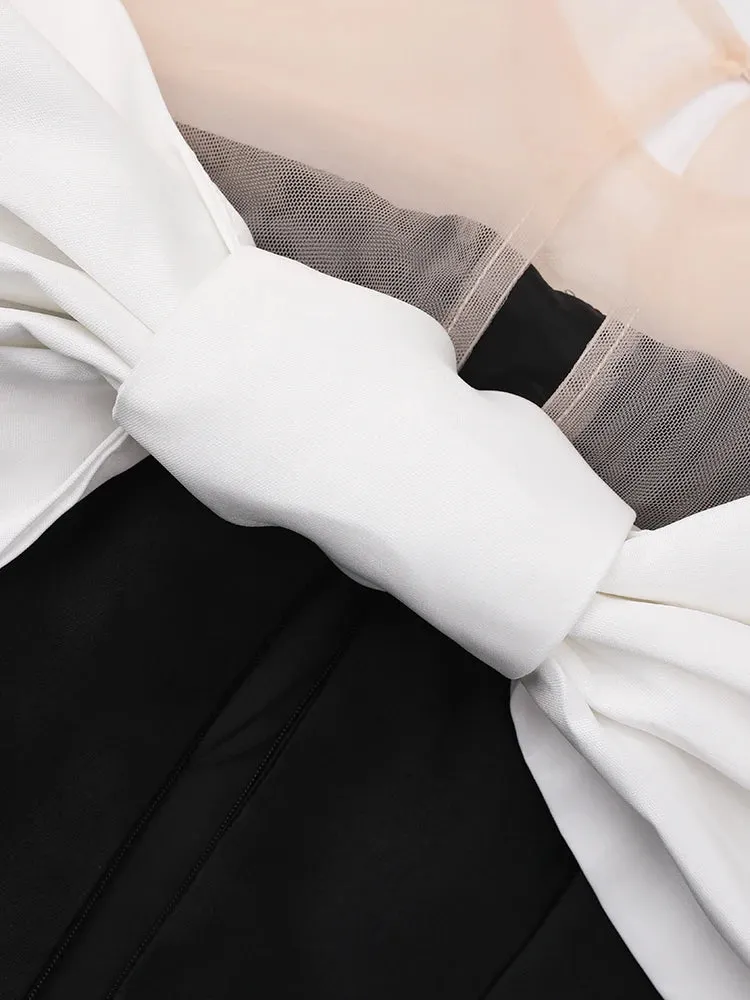 Estelle  Bow Mesh Spliced Dress