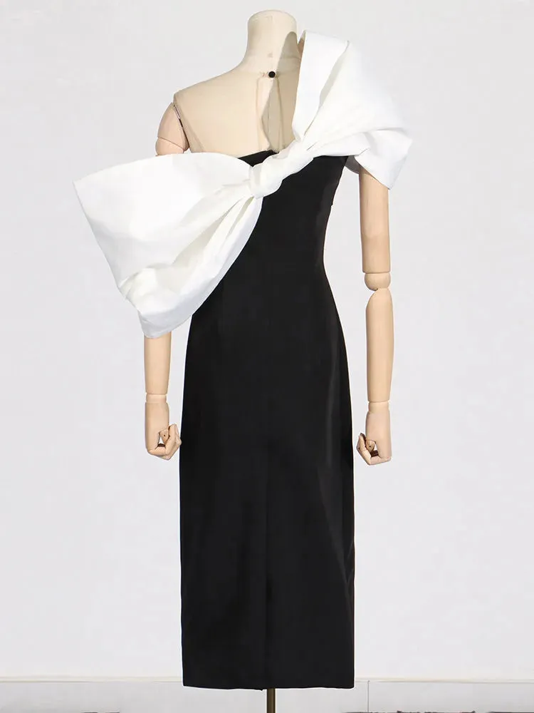 Estelle  Bow Mesh Spliced Dress