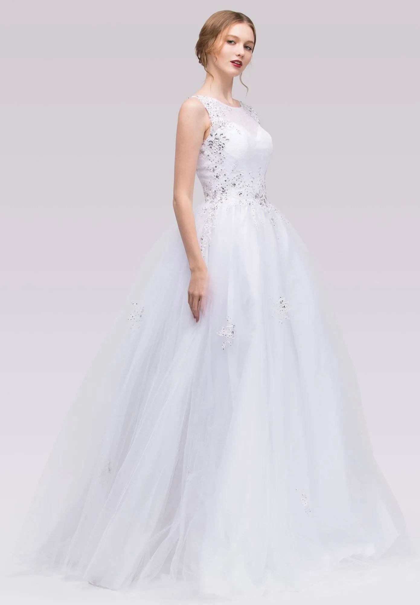 Eureka 3070 Illusion Lace Embellished Bodice Quinceanera Dress