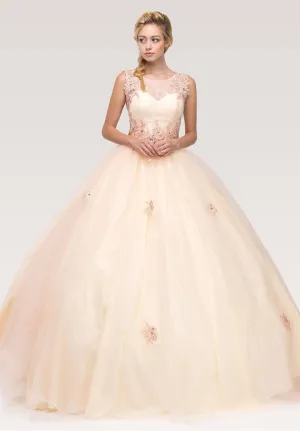 Eureka 3070 Illusion Lace Embellished Bodice Quinceanera Dress