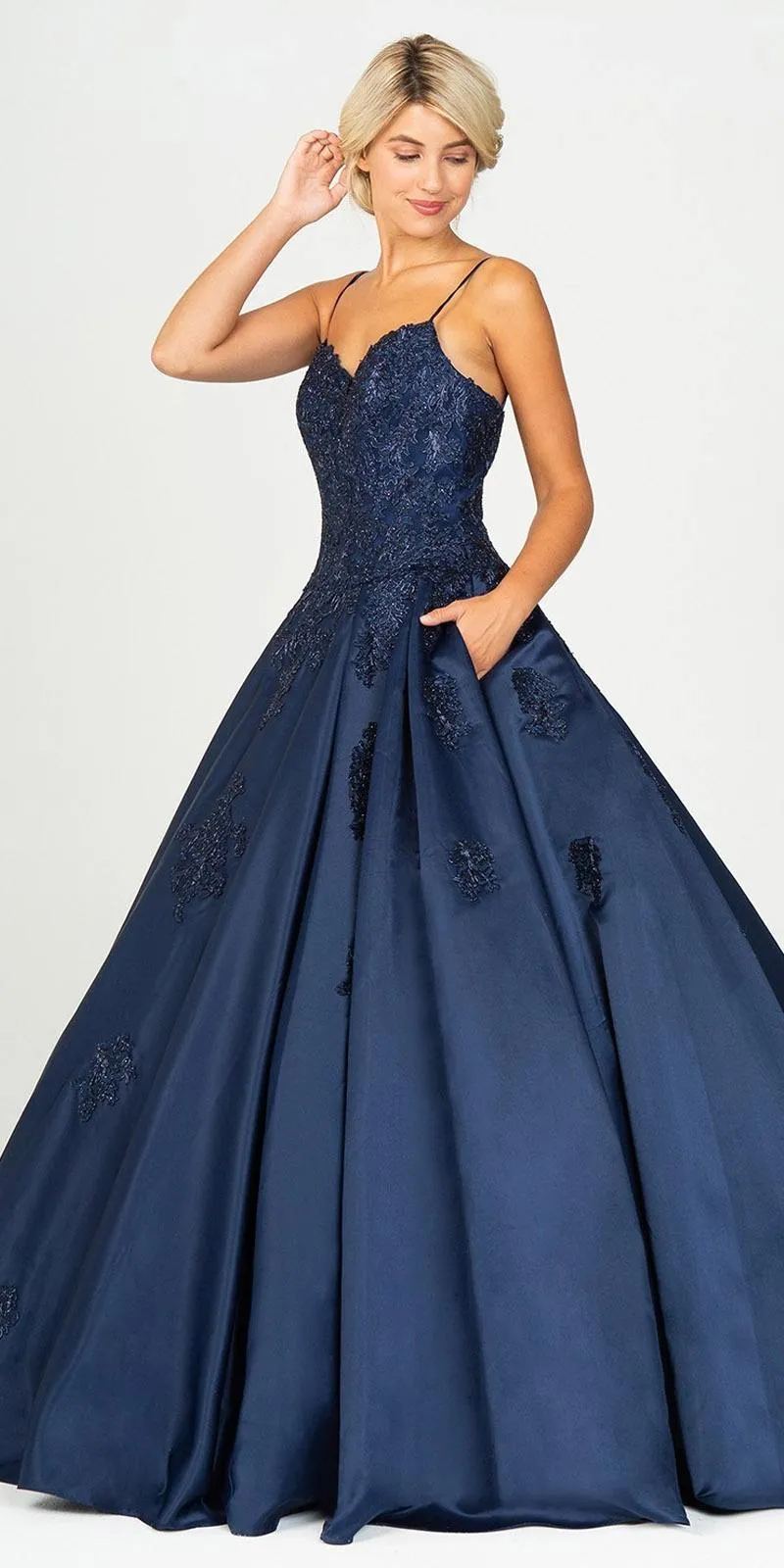 Eureka 9500 Appliqued Quinceanera Gown with Pockets