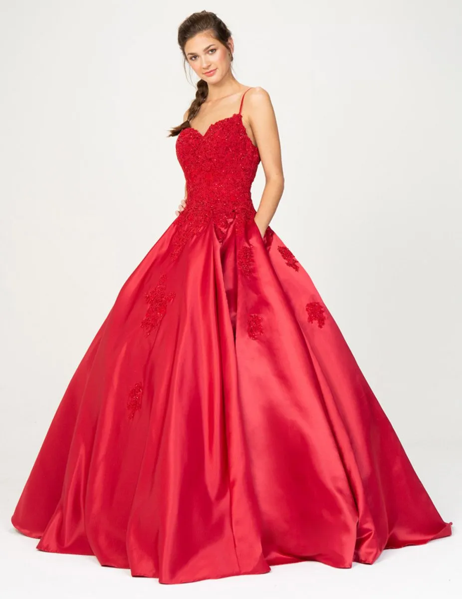 Eureka 9500 Appliqued Quinceanera Gown with Pockets