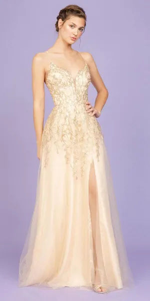 Eureka 9705 Long Prom Dress Criss-Cross Back with Slit