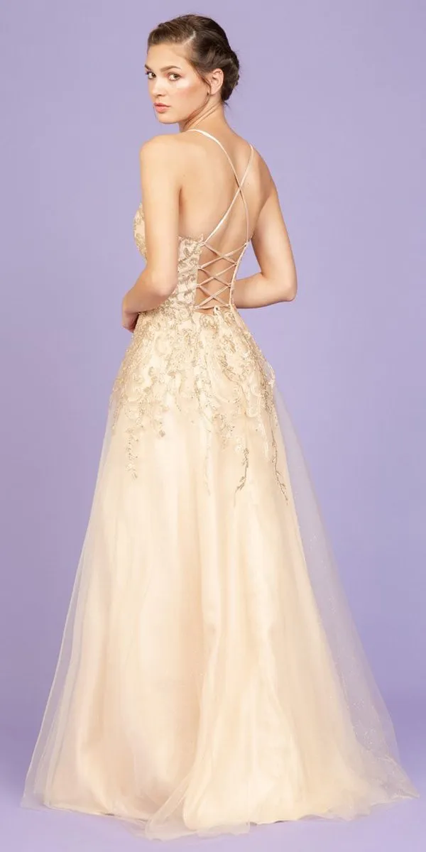 Eureka 9705 Long Prom Dress Criss-Cross Back with Slit