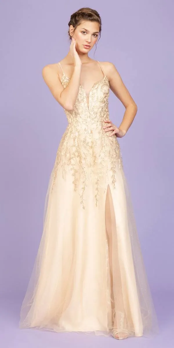 Eureka 9705 Long Prom Dress Criss-Cross Back with Slit
