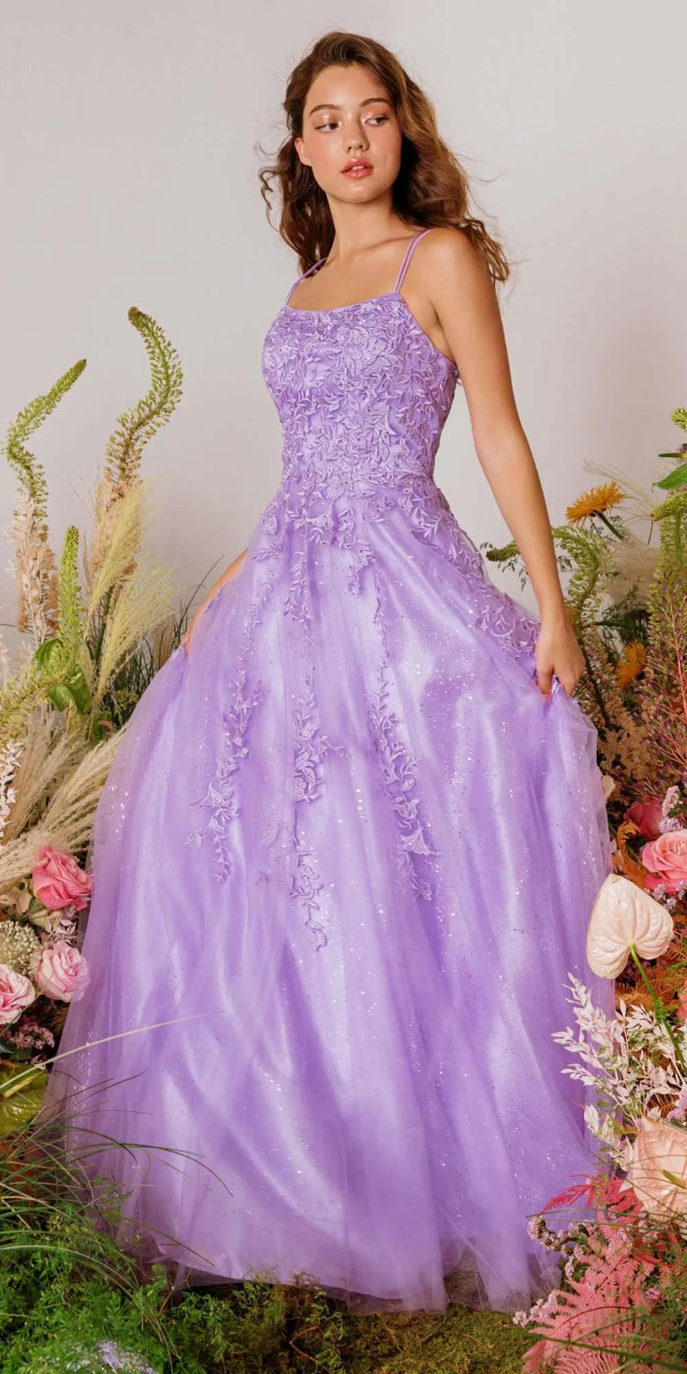 Eureka 9757 Lace Embroidery Glitter Ball Gown Lace-Up Back
