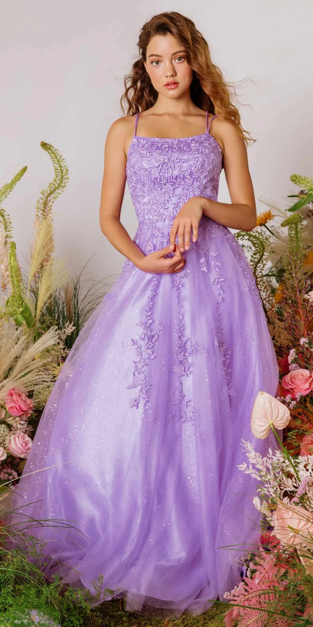 Eureka 9757 Lace Embroidery Glitter Ball Gown Lace-Up Back