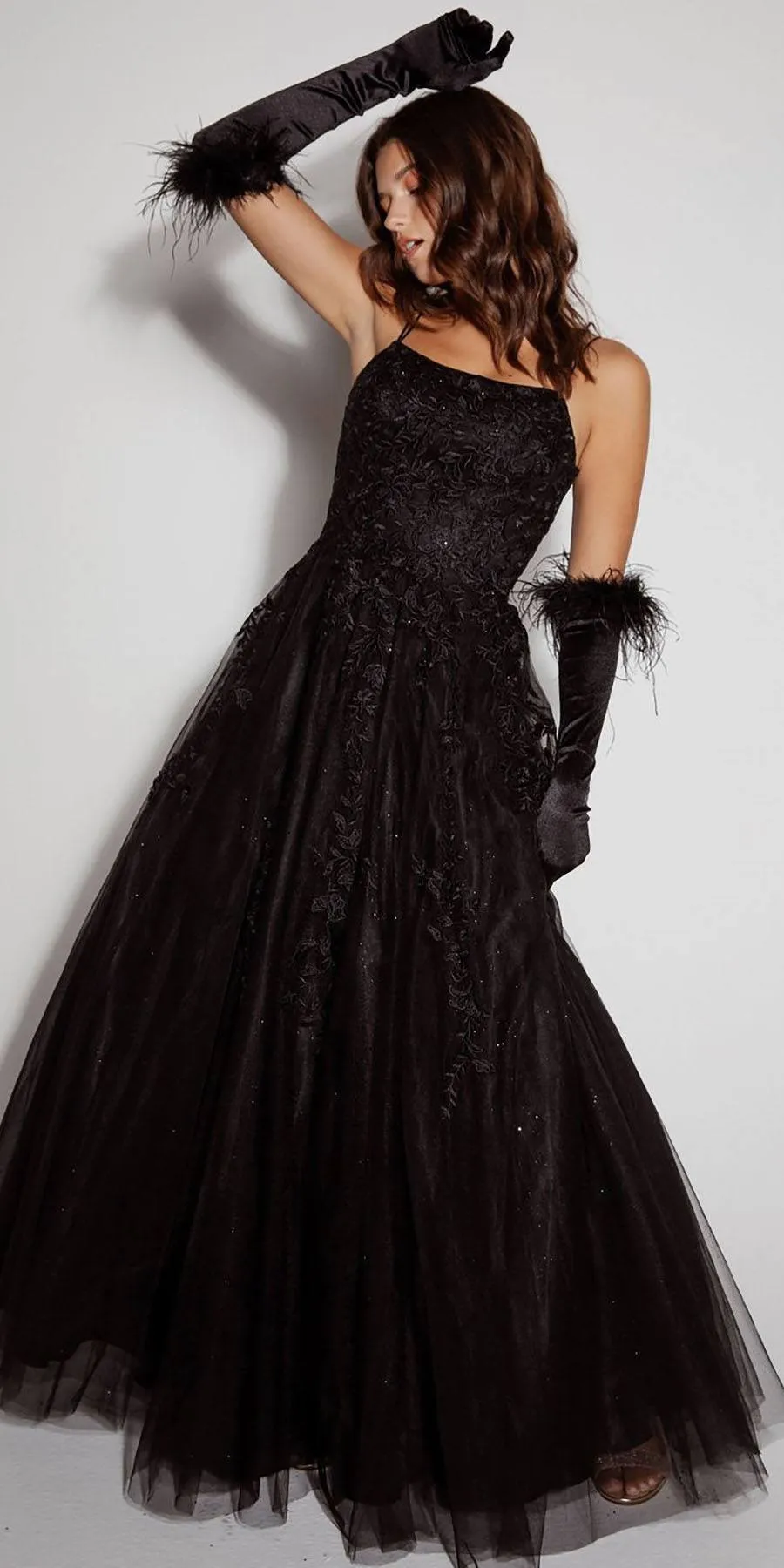 Eureka 9757 Lace Embroidery Glitter Ball Gown Lace-Up Back
