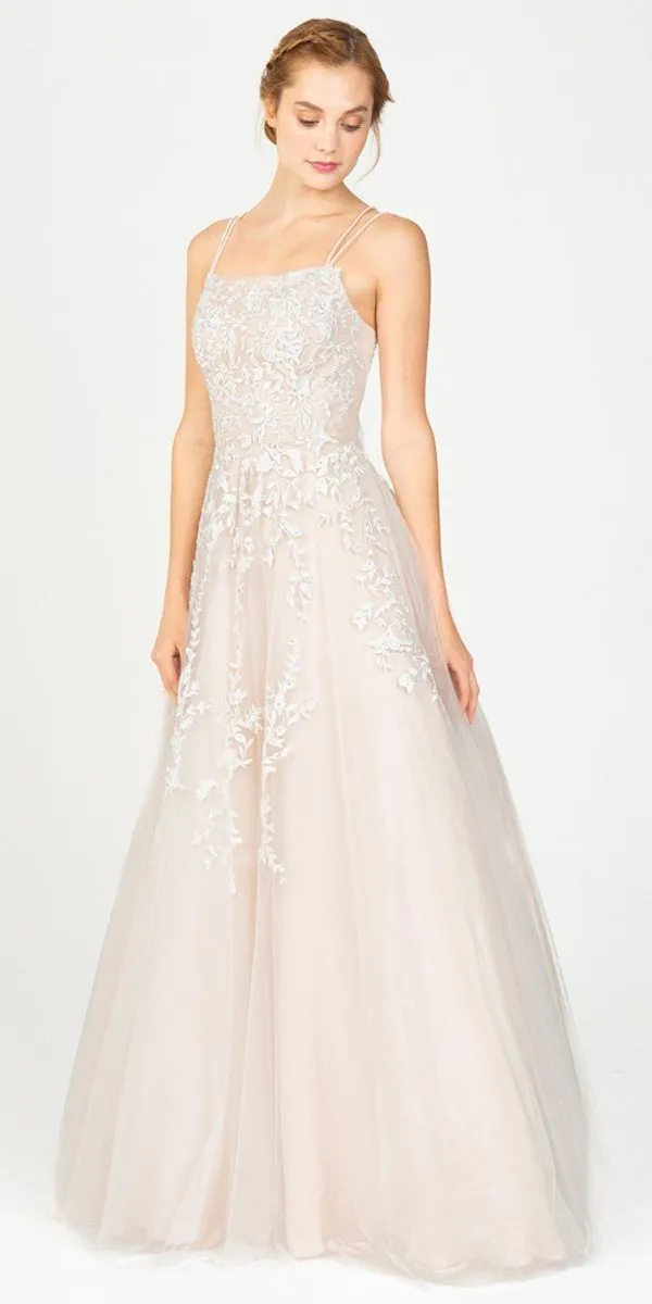 Eureka 9757 Lace Embroidery Glitter Ball Gown Lace-Up Back