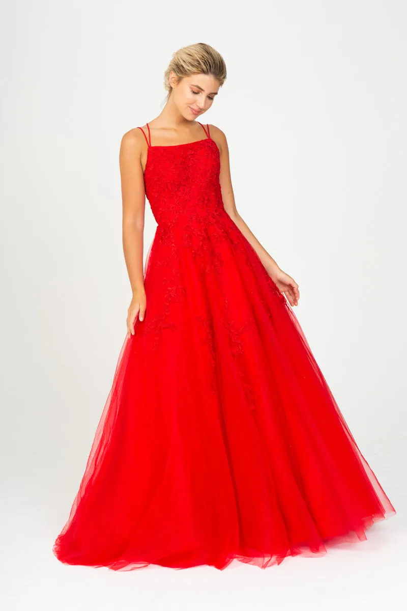 Eureka 9757 Lace Embroidery Glitter Ball Gown Lace-Up Back