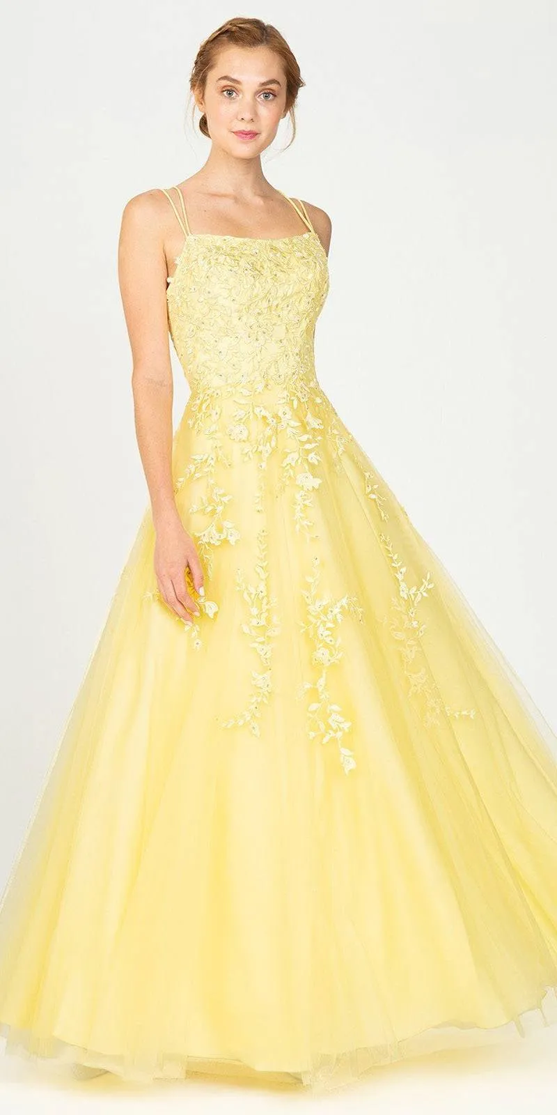Eureka 9757 Lace Embroidery Glitter Ball Gown Lace-Up Back