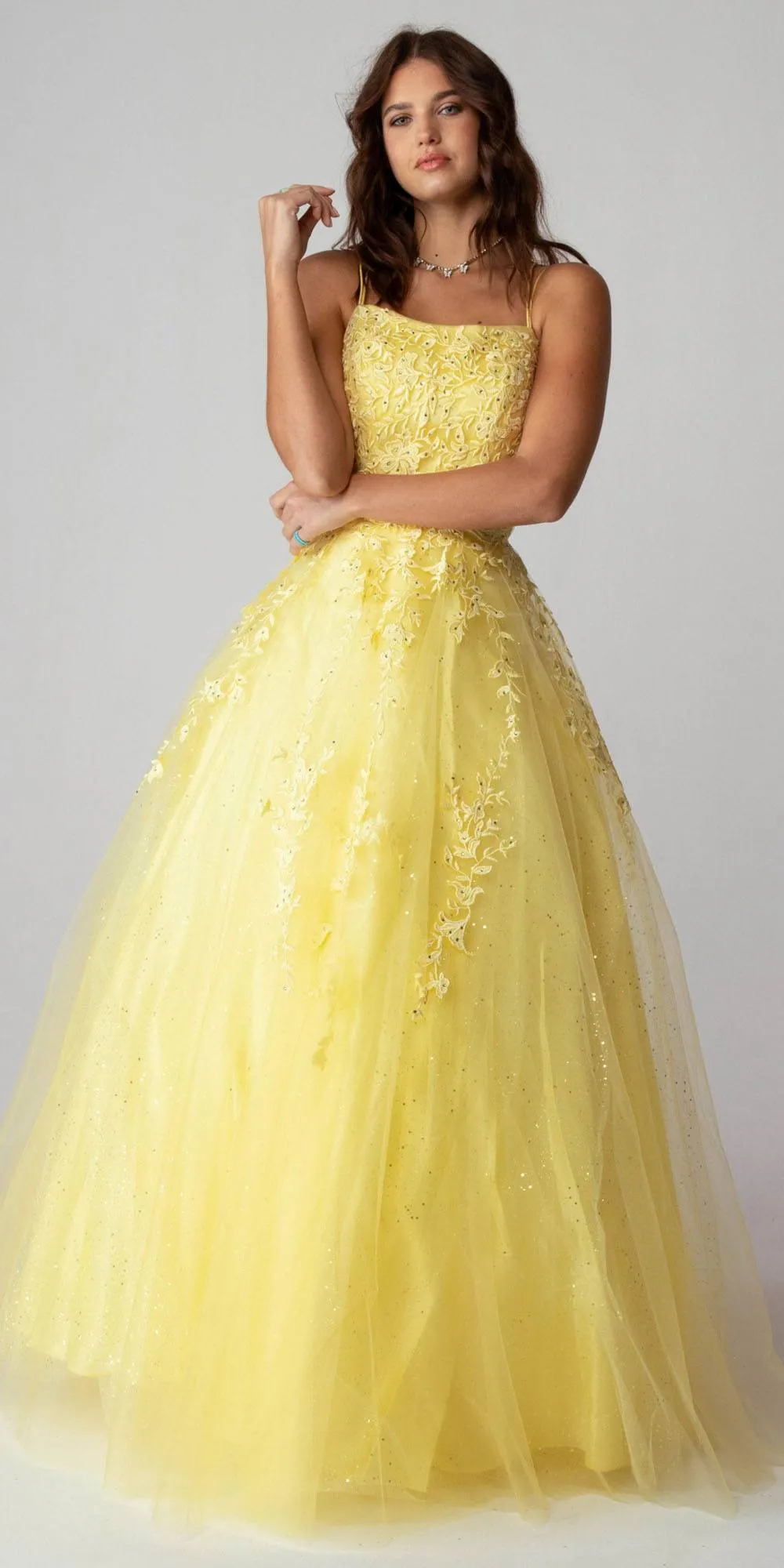 Eureka 9757 Lace Embroidery Glitter Ball Gown Lace-Up Back